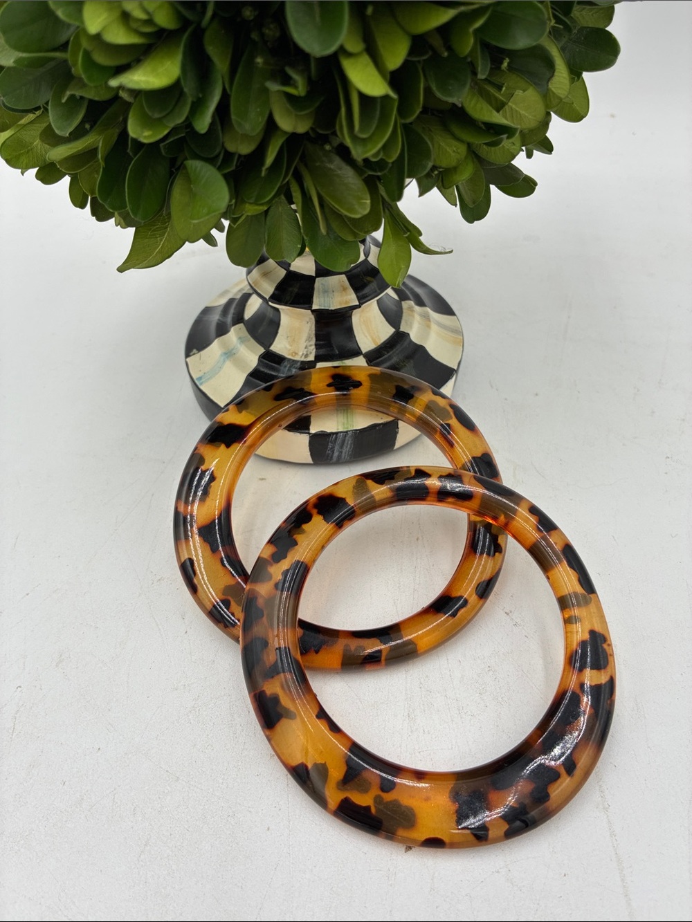 Tortoiseshell Acrylic Decorative Bangles - Pair